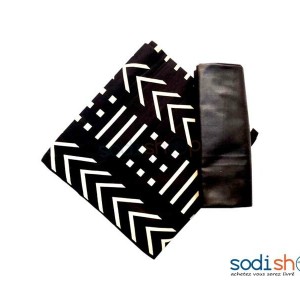 Tissu à Imprimé Bogolan - Habit Tendance Noir et Blanc 2 Pièces MKS00133
