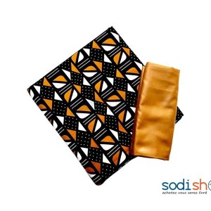 Tissu à Imprimé Bogolan - Habit Tendance Noir et Marron 2 Pièces MKS00133