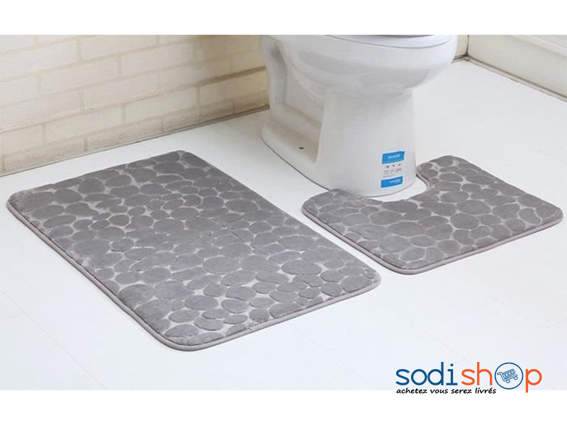 Tapis de Bain Ultra Doux + Contour WC Pour Salle de Bain - Couleur Blanc AK0028 – Image 3
