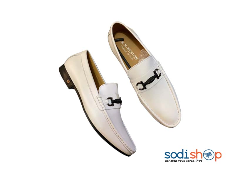 Mocassin K.N Weston Qualité Supérieure et Élégant - Chaussure Homme En Cuir - Blanc KO00124 – Image 2