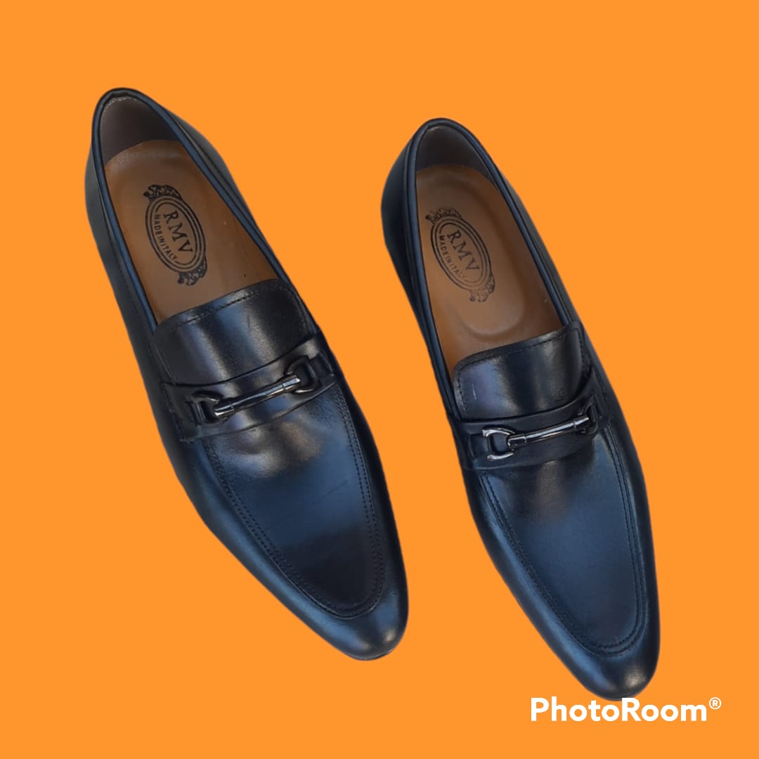Soulier en Cuir RMC avec Bande Décorative - Chaussures Noir Pour Homme FOF00191