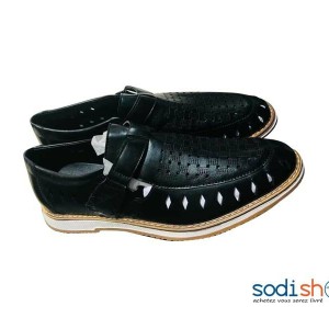 Mocassin En Cuir-Noir-Homme-Semelle Dure GJ0058