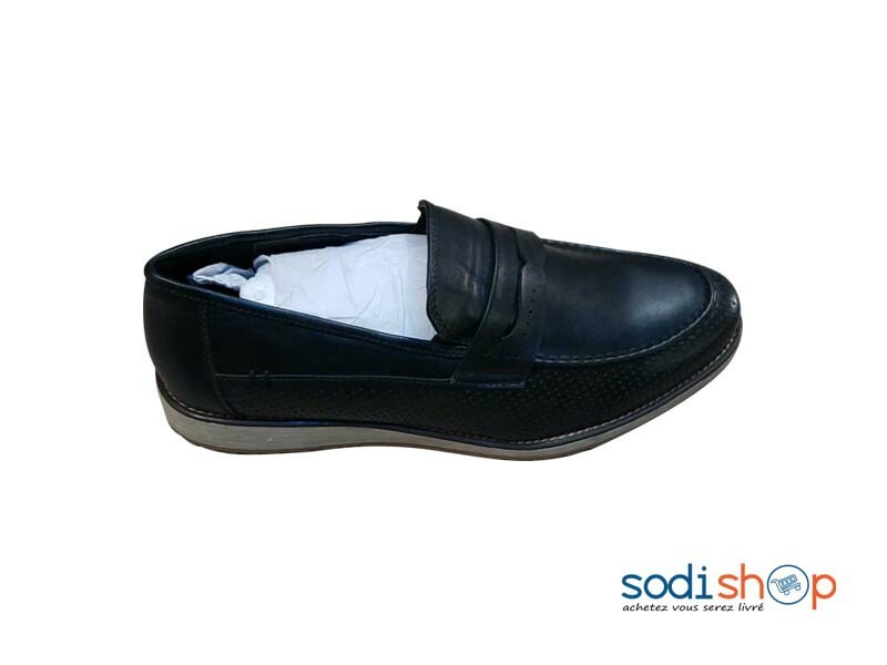 Mocassin En Cuir-Noir-Homme-Semelle Dure GJ0058