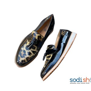 Mocassin Roberto Cavalli - Chaussures Modernes Motif Panthère Noir et Jaune Pour Homme KO00124