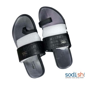 Chaussures Pour Homme Sandales Lacoste - Composition en Cuir Couleur Noir KO00124