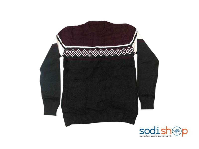 Pull-Over Haute Qualité - Vêtement en Laine Couleur Vert et Bordeaux AY00145