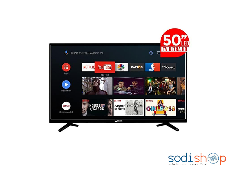 Téléviseur PEARL Smart LED TV Ultra HD 50’’ Support Mural Offerte - PA-50BNUDSS DO0037