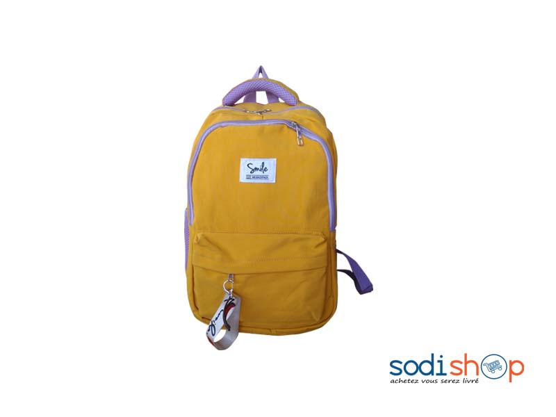 Sac à Dos Smile - Haute Qualité Couleur Jaune Pour Écolier Fille et Garçon DM00157 – Image 2