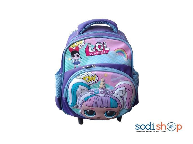 Sac à Dos Pour Petite Fille - Personnage LOL Surprise avec Poignée de Traction Couleur Violet DM00157
