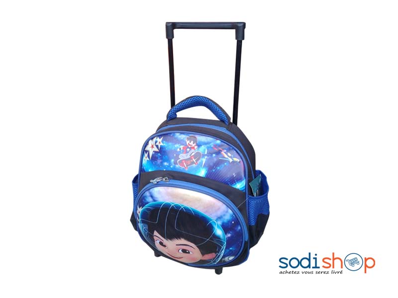 Sac à Dos Personnalisé avec Poignée de Traction - Couleur Bleu Pour Écolier DM00157