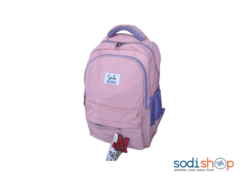 Sac à Dos Smile - Haute Qualité Couleur Rose Pour Ecolier Fille et Garçon DM00157