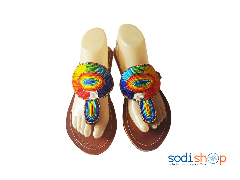 Sandales à Perles Conception Africaine - Chaussures Pour Femme LR00156