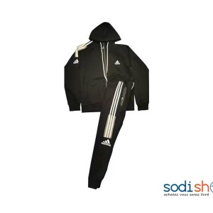 Sweat à Capuche + Pantalon Jogging Adidas - Survêtement en Coton Couleur Noir BK0096