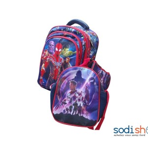 Sac à Dos Pour Enfant 3 Pièces - Motif Avengers Couler Bleu et Rouge DM00157