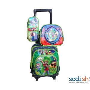 Sac à Dos Pour Écolier avec Poignée Télescopique 3 Pièces - Couleur Vert DM00157