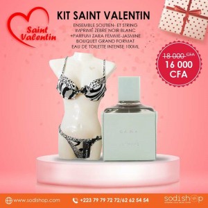 Kit Saint Valentin Cadeau Pour Elle - Maillot de Bain à Imprimé Zèbre Noir Blanc + Parfum Zara Jasmine Bouquet 100ml SODI00