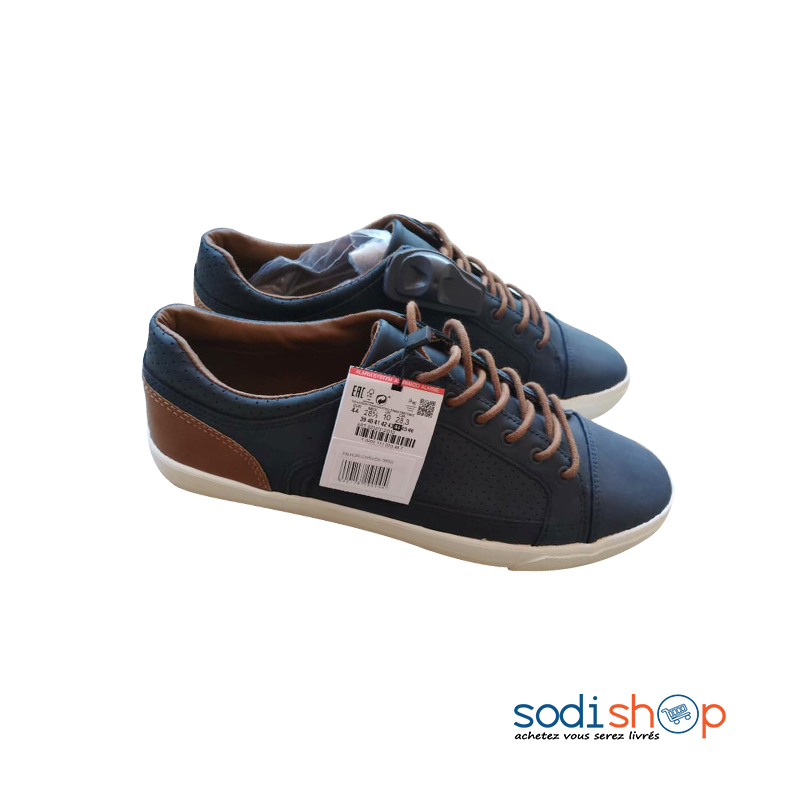 Chaussures à Lacets Pour Homme - Couleur Bleu et Marron Haute Qualité UN0079