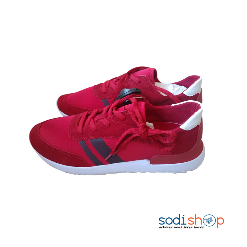 Baskets à Lacets - Couleur Rouge et Blanc Chaussures Haute Qualité UN0079
