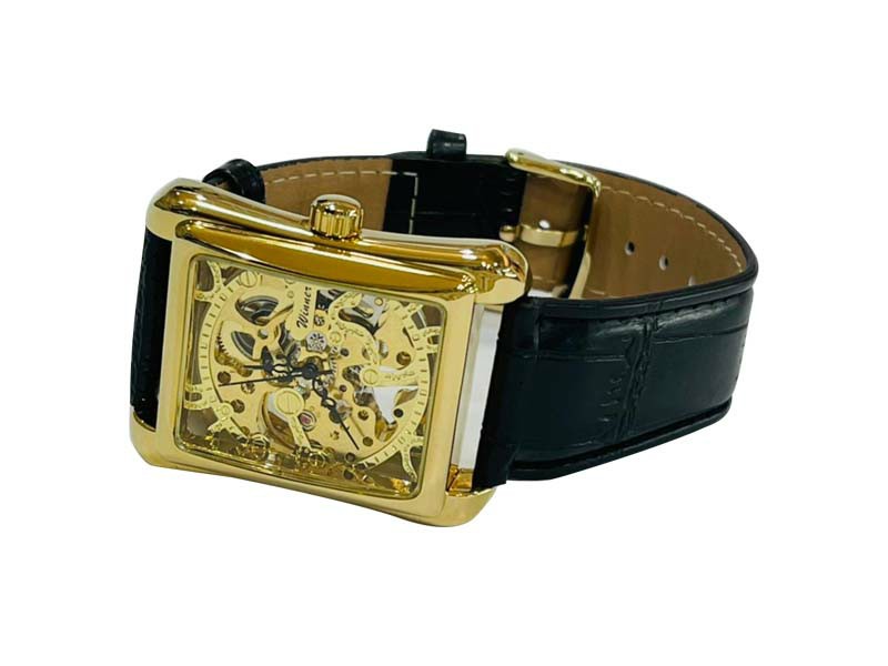 Montre Homme Conception Classique - Bracelet en Cuir Couleur Noir et Or DI0026