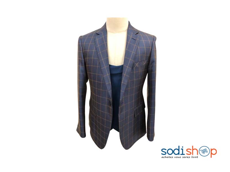 Veste Pour Homme Imprimé à Carreaux - Blazer Couleur Gris Foncé BK0096