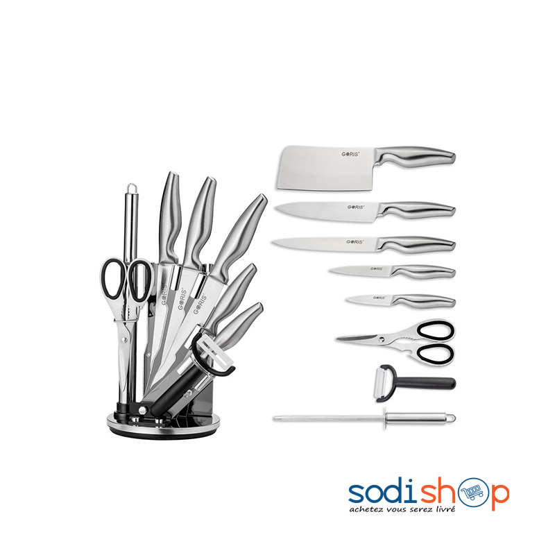 Coffret Cuisine Couteaux et Éplucheur 9 Pièces - Ustensiles de Cuisine Kitchen Knife Set Goris LB0060