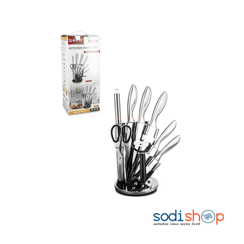 Coffret Cuisine Couteaux et Éplucheur 9 Pièces - Ustensiles de Cuisine Kitchen Knife Set Goris LB0060 – Image 2