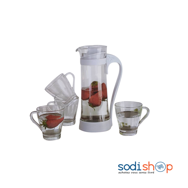 Ensemble Bols et Carafe en Verre 5 Pièces - Design Moderne Jia Yuan LB0060