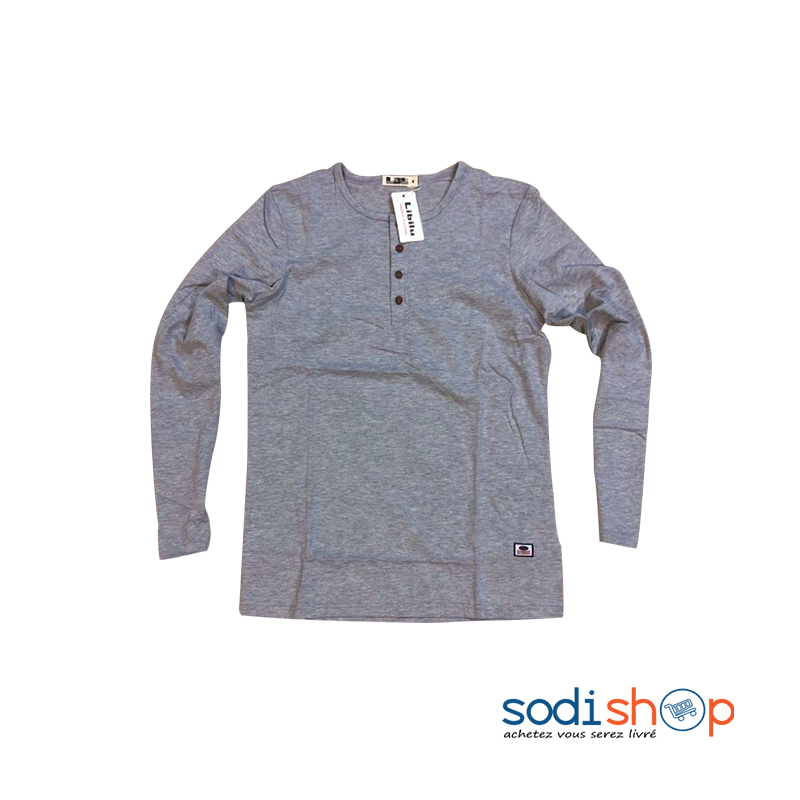 Chemise en Coton - Col Rond Texture Élégante Couleur Gris BK0096