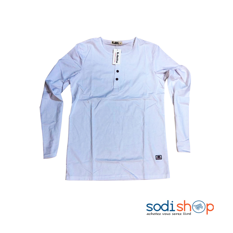 Chemise en Coton - Col Rond Texture Élégante Couleur Blanc BK0096