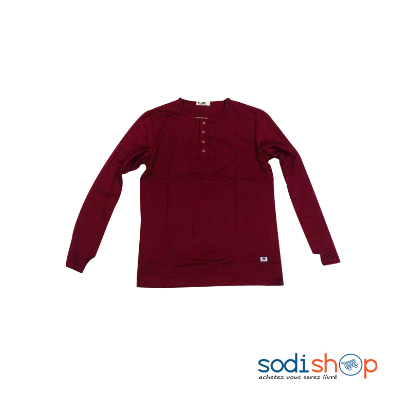 Chemise en Coton - Col Rond Texture Élégante Couleur Bordeaux BK0096