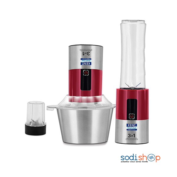 Mini Mixeur Electrique + Hachoir Multifonction 3en1 - Kent Blender & Food Chopper KT00166