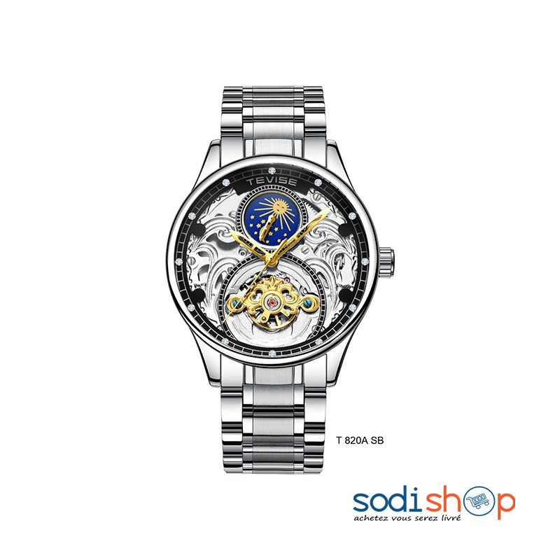 Tevise T-820 Montre Mécanique Automatique - Couleur Argent et Doré Pour Homme DUB0101 – Image 4