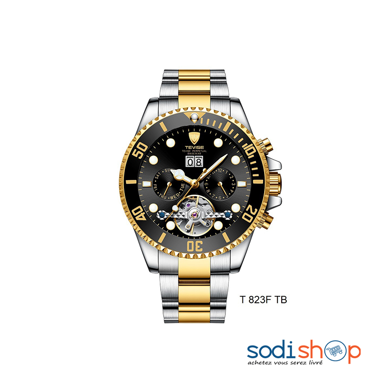 Montre Automatique Sport Tevise T-823F - Indicateur de Date Couleur Argent et Bleu DUB0101 – Image 6