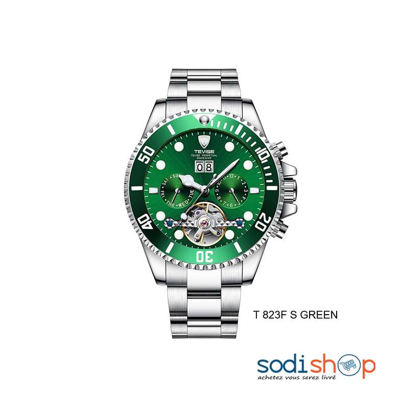 Montre Automatique Sport Tevise T-823F - Indicateur de Date Couleur Argent et Bleu DUB0101 – Image 4