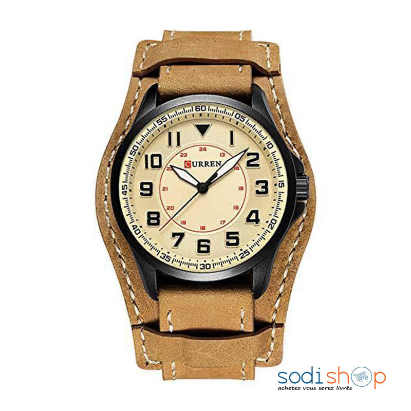 Montre de Luxe Curren 8279 Véritable Cuir Style Industriel Cadran Analogique - Couleur Marron Pour Homme DIA00169 – Image 3