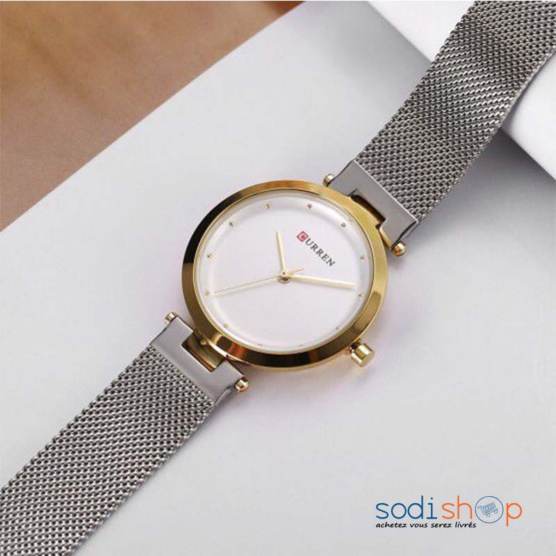 Montre Pour Femme Curren Blanche Couleur Argent et Doré DIA00169