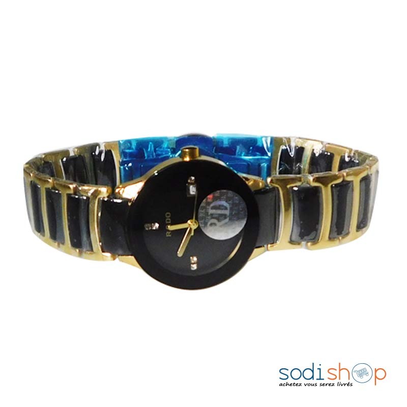 Montre Rado Pour Femme - Petit Cadran Indicateur de Date Couleur Noir et Doré DIA00169