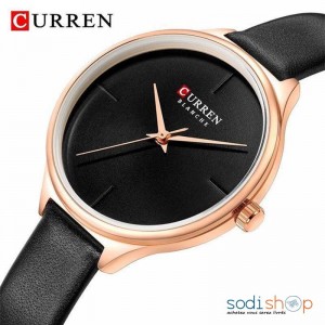 Montre Analogique Curren Blanche 9062 Pour Femme - Bracelet en Simili Cuir Noir et Doré DIA00169