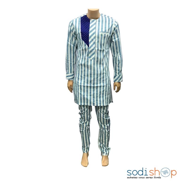 Complet Boubou - Tissu en Coton Habit Pour Homme Couleur Vert BTI00171 – Image 2