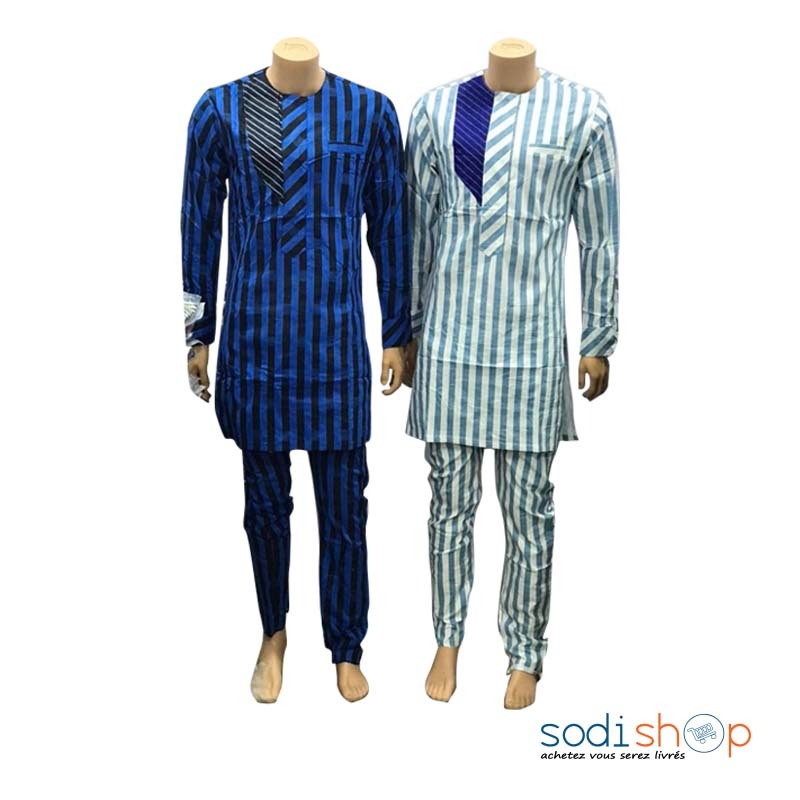 Complet Boubou - Tissu en Coton Habit Pour Homme Couleur Vert BTI00171 – Image 4