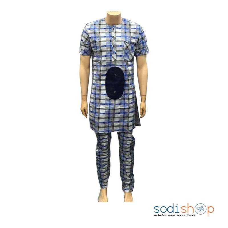 Complet Boubou - Tissu en Coton Habit Pour Homme Couleur Jaune BTI00171 – Image 3