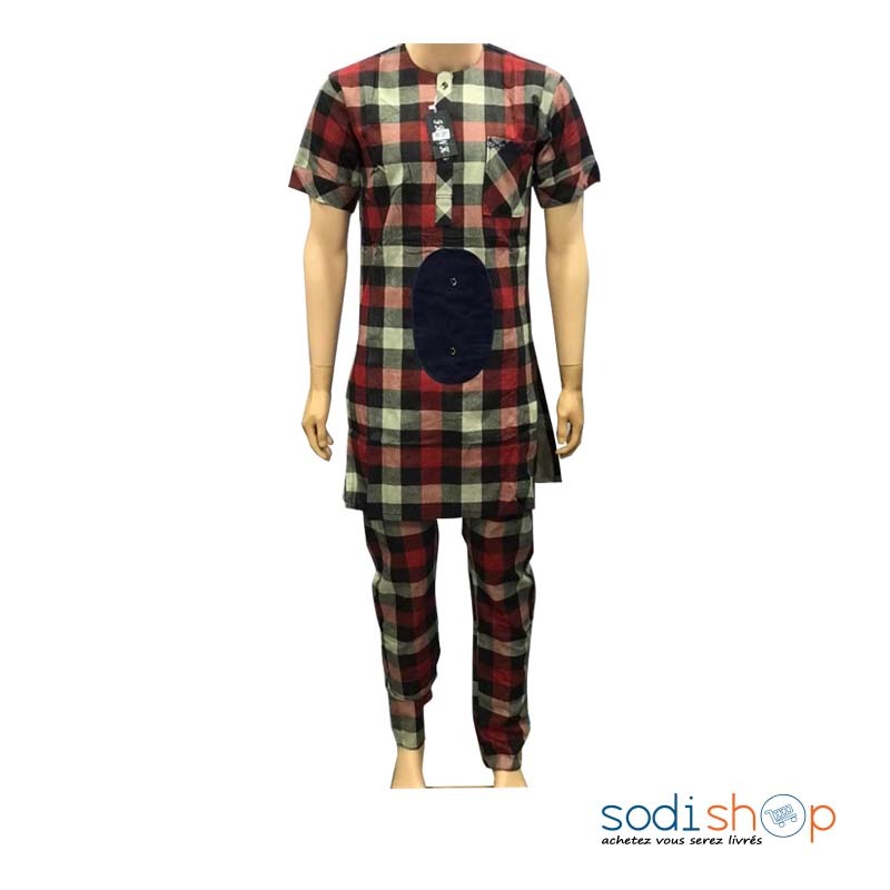 Complet Boubou - Tissu en Coton Habit Pour Homme Couleur Jaune BTI00171 – Image 4
