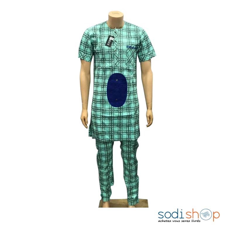 Complet Boubou - Tissu en Coton Habit Pour Homme Couleur Jaune BTI00171 – Image 2