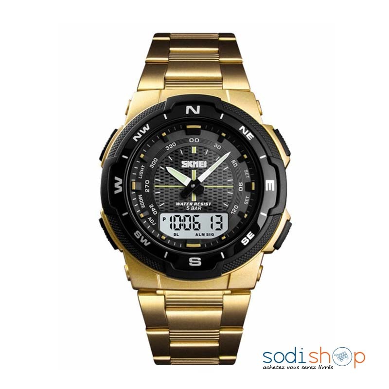 SKMEI 1370 Montre Pour Hommes- Mode Sport- Double temps- Quartz horloge -luxe en acier- étanche- DIA00169 – Image 2