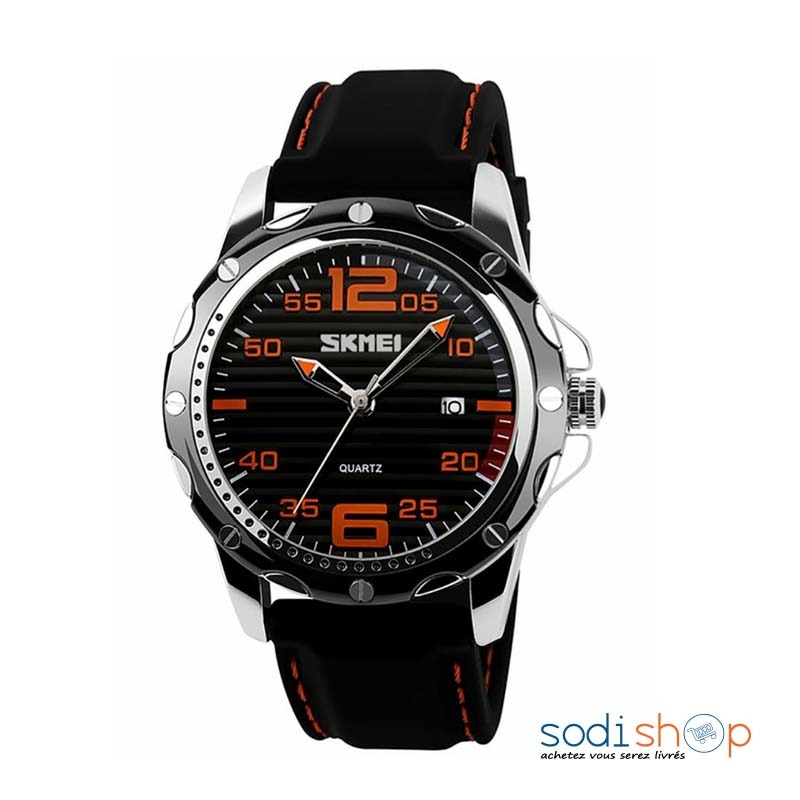 Montre-Analogique SKMEI - 0992 Noir Sangle en silicone pour Hommes montre avec Date (Noir/Blanc) DIA00169 – Image 3