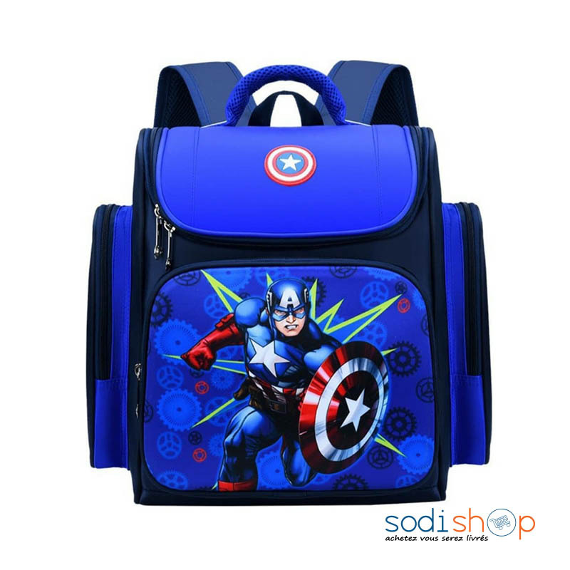 Sac à Dos Captain America Conception Robuste - Couleur Bleu Pour Garçon GRI00174