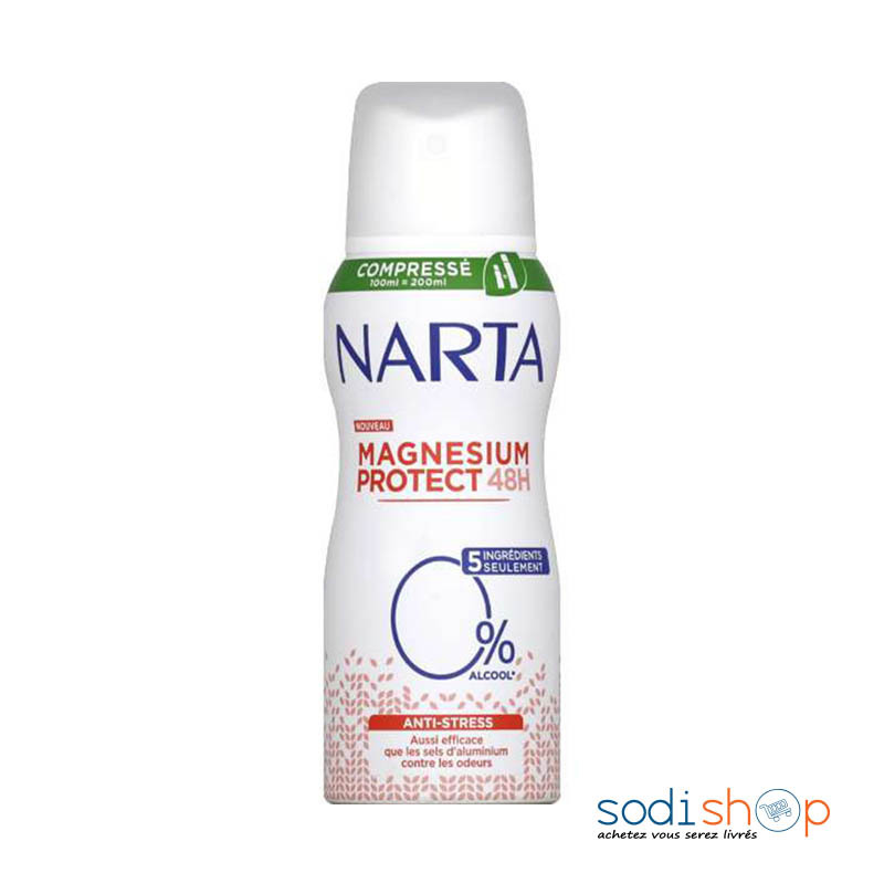 NARTA - Déodorant Compressé Femme Protect Antistress Magnesium Le Spray De 100ml- BLD00171