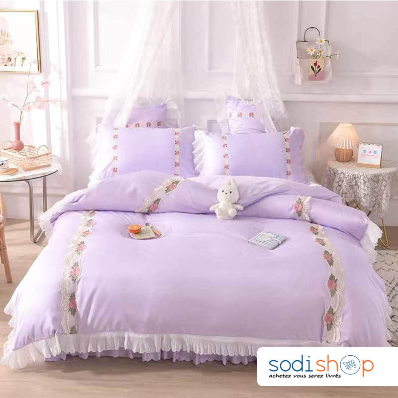 Couvre-lit - Couette - Dessus de lit - Boutis en Velours Couleur Violet - TRQ00175