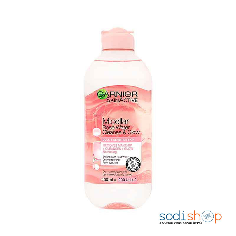 GARNIER Skin Active Eau micellaire Illuminatrice à l'eau de rose - Démaquillant - 400 ml - BLD00171