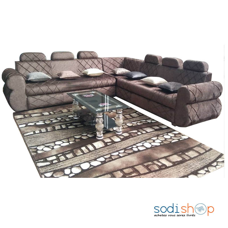 Fauteuils Marocains Ultra Chic - Salon 7 Places Style Luxueux Marron TRQ00175